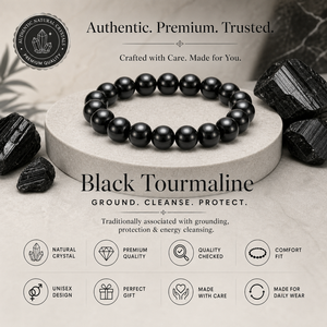 Natural Black Tourmaline 8mm Round Gemstone <b>Stretch</b> <b>Bracelet</b> Crystal Beaded <b>Bracelet</b> Wholesale Supply - Product Image 1