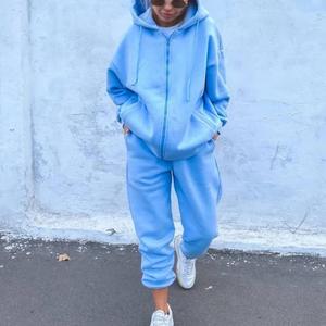 Conjunto Deportivo para Mujer, Sudadera con Capucha y Pantalones Jogger de Color Sólido, Ropa Deportiva Femenina - Product Image 3