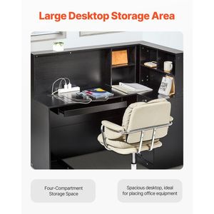 55Inch L-Shaped Reception Desk <b>Office</b> Front Counter Table Drawer Keyboard Tray Storage Cabinet Front Desk for <b>Office</b> Reception - Product Image 5