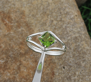 Minimalist 925 Sterling Silver Peridot Wedding <b>Ring</b> for Women Dainty <b>Plain</b> Band Thin Stackable Fine Jewelry - Product Image 3