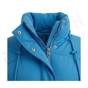 เสื้อแจ็คเก็ตกันหนาวสีน้ำเงินแบบควิลท์ แขนยาว คอตั้ง กันลม บุด้วยโพลีเอสเตอร์ ความยาวปกติ - Product Image 4