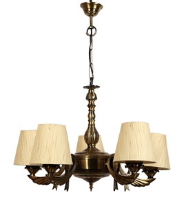 Wholesale Antique Brass Shaded Chandelier Bulk Vintage Fabric Shade Pendant Light Factory Price <b>Retro</b> Classic Hanging Lamp - Product Image 1