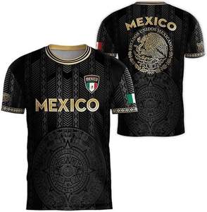 Camiseta de Fútbol de la Selección Nacional de México para Hombre, Negra y Dorada, Sublimada, Cuello Redondo, Manga Corta, Corte Regular, para Todas las Temporadas - Product Image 1