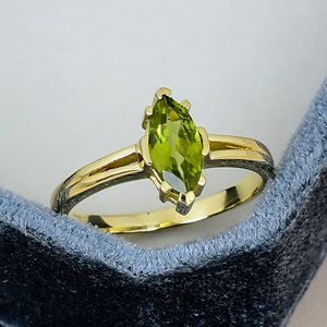 Natural <b>Peridot</b> <b>Ring</b> Solid 925 Sterling Silver Gold Plated Marquise Gemstone Prong Setting Classic Women Engagement <b>Ring</b> - Product Image 1