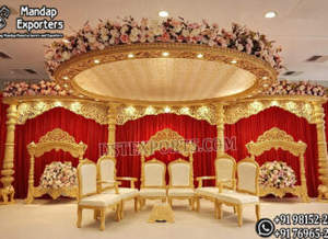 Mandap de Madera Tradicional para Bodas Hindúes, con Pilares de Diseño Único de Elefantes, Mandapam, Compre un Mandap de Estilo Real para Bodas en EE. UU. - Product Image 4