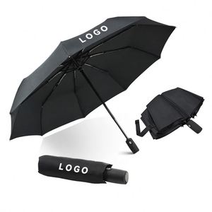 Parapluie promotionnel multicolore personnalisé avec logo, pliable en 3 sections, automatique, résistant à l'eau et aux intempéries, avec protection UV - Product Image 1