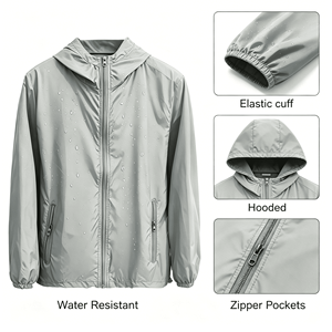 <b>Drop</b> Tail Men Windproof Jacket Long <b>Back</b> Curved Hem Sport Coat Performance Athletic Active Outerwear Collection - Product Image 5