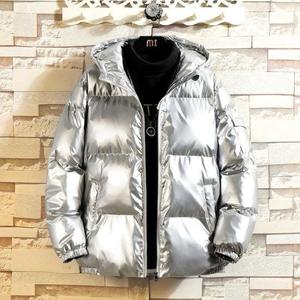 Chaqueta Acolchada Azul con Capucha para Hombre, Invierno, Casual, Gruesa, con Relleno de Poliéster, Resistente al Viento, Cierre de Cremallera, Corte Regular, Color Sólido - Product Image 4