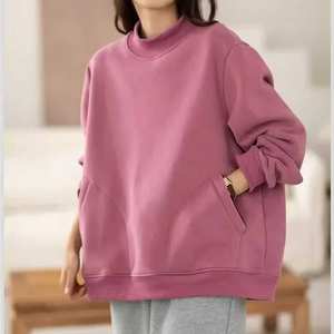 Sweat-shirt oversize à col roulé pour femme, écologique, respirant, doublé en polaire, style streetwear pour l'automne/hiver - Product Image 1