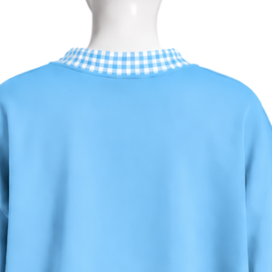 Sweat-shirt décontracté bleu clair pour homme, coupe ample, col et poignets à carreaux, manches longues, motif graphique, pull décontracté tendance - Product Image 4