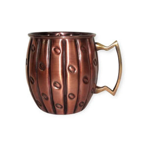 Mug à Moscow Mule en cuivre antique |   Mug à cocktail vintage gaufré avec poignée design |   Articles de bar et de boisson en gros - Product Image 3