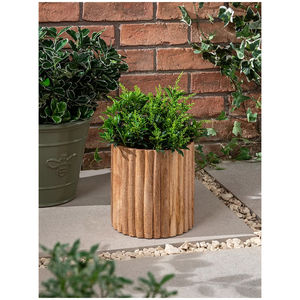 Macetas de madera artesanales con acabado en madera natural marrón, juego de 2, diseño clásico redondo, decoración para interiores y exteriores, hogar y jardín. - Product Image 6