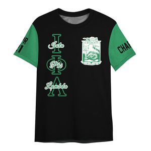Camiseta Iota Phi Lambda con Bloques de Color Negro y Verde, Cuello Redondo, Diseño Personalizado del Capítulo, Unisex, Estilo Griego, Informal - Product Image 5