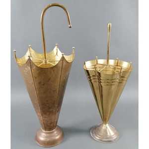 Soporte de metal de latón vintage para paraguas, cono invertido, soporte para bastones, acabado antiguo, estante de almacenamiento para bastones de entrada con remate decorativo - Product Image 5