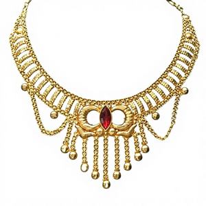 Elegante Juego de Collar y Pendientes de Mujer con Diseño de Hoja, Chapado en Oro y Circonitas, Cadena de Cuerda de 16 Pulgadas, Modelo 53021 - Product Image 1