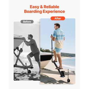 Scaletta a 3 gradini per rimorchi barca, resistente, con impugnatura antiscivolo in acciaio al carbonio, 3 opzioni di montaggio per un facile utilizzo con rimorchi per imbarcazioni - Product Image 6