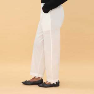 PL5013กางเกงขายาวสีขาวทรงตรงประดับ - Product Image 2