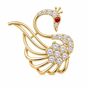 Broches de Cisne de Plata de Ley 925, Hechos a Mano con Piedras Preciosas, Broche Delicado de Animal Unisex, Joyería Chapada en Oro - Product Image 1