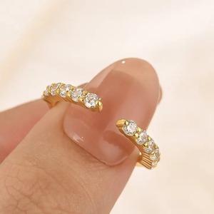 925 Sterling Silver Classic <b>Open</b> Wedding Band 0.7 Carat Round Cut Moissanite <b>Ring</b> in Yellow White Gold Plated Women's RingLuxe - Product Image 5