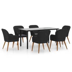 Conjunto de Comedor de Jardín Grande y Resistente de Acero con Recubrimiento de Polvo Negro - Product Image 2