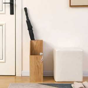 Porte-parapluies et porte-bâtons minimaliste carré en bois massif, finition naturelle, pour entrée, vente en gros - Product Image 2