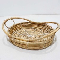 Handgeweven ecologische moderne rotan opbergmand, ovaal, met twee handgrepen voor brood & fruit, geschikt voor huis, keuken en badkamer