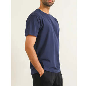 Camiseta de Cuello Redondo Azul Marino para Hombre, 100% Mezcla de Algodón, Corte Regular Informal, Manga Corta, Secado Rápido - Product Image 6