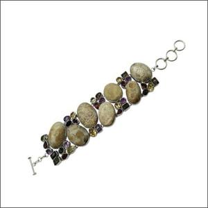 Multi Stone 925 Silver <b>Bracelet</b> Fabulous Energy <b>Gemstone</b> <b>Bracelet</b> <b>Gemstone</b> Silver <b>Bracelet</b> Colorful <b>Gemstone</b> <b>Bracelet</b> - Product Image 1