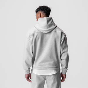 Custom Polyester/Cotton Zipper-Up Pullover Hoodie Men Oversized He Grey French Terry Breathable Drop Shoulder Thermal Sports - Product Image 2
