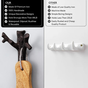 Wholesale Iron Metal Tree Branch <b>Wall</b> <b>Hook</b> 2 <b>Hooks</b> Heavy Duty Clothing Storage Decorative <b>Hooks</b> - Product Image 2