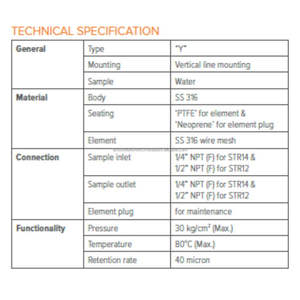 Filtro Tipo Y Axis SS316 STR12 con Malla de Protección, Reguladores de Presión, Manómetros, Analizadores, Medidores de Flujo, Sistemas SWAS, Acero Inoxidable - Product Image 3