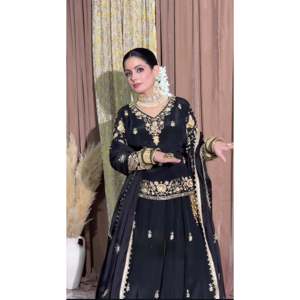 Women's Beautiful Party Wear Top <b>Lehenga</b> with Fancy Border Work Elegant Set - Product Image 2