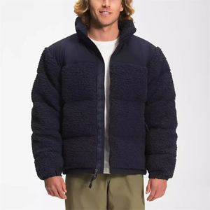 Veste en polaire marine pour homme, coupe-vent, fermeture éclair, col roulé, manteau d'hiver décontracté, coupe régulière, doublure épaisse en sherpa, poches - Product Image 4