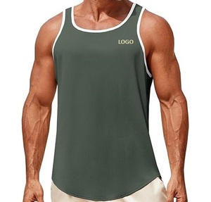 Men Ribbed Tank Top O Neck Sleeveless Cotton Polyester Casual Fitness <b>Vest</b> Custom Logo - Product Image 5