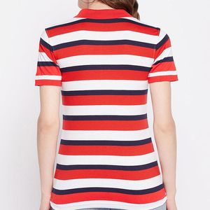 ผู้ผลิต OEM เสื้อโปโลผู้หญิงลายทาง แขนสั้น ทรงปกติ ผ้าฝ้าย 100% ระบายอากาศได้ดี สวมใส่สบายๆ สำหรับฤดูใบไม้ผลิและฤดูร้อน - Product Image 4