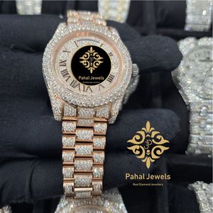 Reloj de Diamantes de Oro Rosa para Mujer, de Lujo, Marca Pahal Jewels, 40 mm, Redondo, Analógico, de Cuarzo, para Correa de 18 mm - Product Image 4