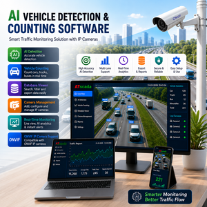 Logiciel de comptage de trafic routier par IA |   Surveillance basée sur caméra IP ONVIF |   OEM disponible - Product Image 1