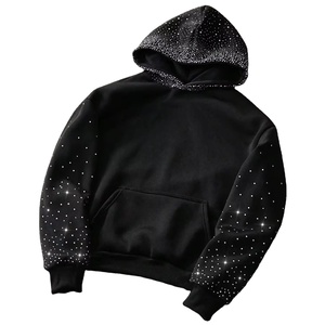 Customized High Quality Men's Acid-washed Rhinestone Hoodie Clothing Manufacturer Men's Full <b>Zip</b> up Hoodie - Product Image 1
