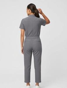 Ensemble de blouses médicales grises pour femmes, manches courtes, col zippé, pantalon, uniforme d'hôpital - Product Image 2