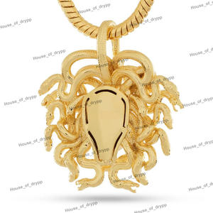 Pendentif Tête de Méduse en Argent 925 Plaqué Rhodium avec Moissanite taille Marquise et Yeux en Diamant, style 'Snake Hair Iced', pour Fiançailles - Product Image 3