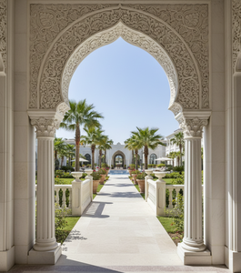 Dômes et arches d'architecture de mosquée en marbre blanc artisanal, durables, avec des sculptures islamiques traditionnelles - Product Image 3