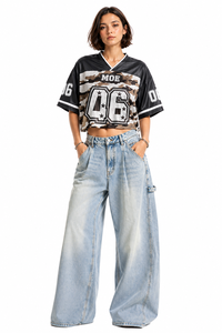 Maillot de football américain personnalisé Y2K tendance, en maille athlétique respirante, coupe carrée courte, motif camouflage par sublimation, haut oversize - Product Image 4