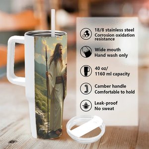 Stainless Steel Tumbler 40oz <b>Large</b> Capacity Insulated Travel <b>Mug</b> With Handle For Outdoor Use - Product Image 5