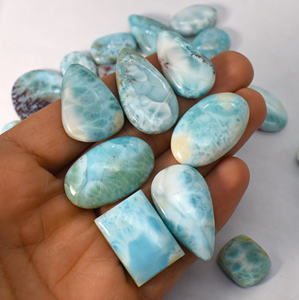 Lote a granel de cabujones de larimar natural, mezcla de tamaños y formas, gemas de larimar con base plana, cabujones sueltos para la fabricación de joyas. - Product Image 2
