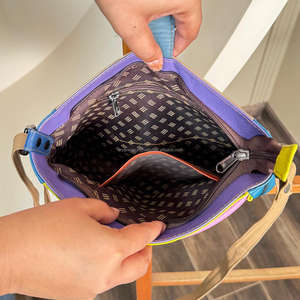 Vente en gros 2025 tendance sac à bandoulière en cuir recyclé à blocs de couleurs sac à bandoulière en cuir multicolore à la mode pour femmes - Product Image 6