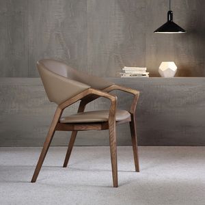 Silla de Comedor Moderna Tapizada en Madera Maciza, Silla de Brazos Contemporánea de Lujo para Muebles de Hotel, Restaurante y Cafetería - Product Image 1
