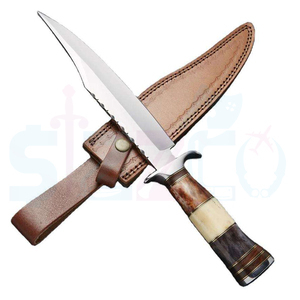 Cuchillo Bowie de Caza OEM Personalizado Hecho a Mano de Acero D2, con Mango de Hueso Teñido, Hoja Fija, para Camping, Aire Libre y EDC, con Funda de Cuero - Product Image 5