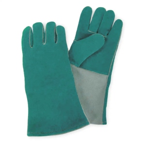 ถุงมือเชื่อมหนังวัวแท้สีน้ำเงิน ทนทาน ยาวพิเศษ อุปกรณ์ป้องกันส่วนบุคคล ปลอกนิ้วเย็บติดแน่น ป้องกันความร้อน - Product Image 3