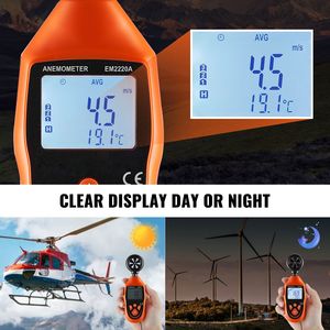 Anemometro portatile con display retroilluminato a LED che misura la velocità del vento nel intervallo di temperatura da 14F a 113F - Product Image 4