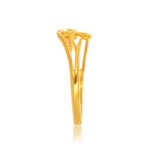 Anillo de Oro con Forma de Corazón, Anillo Romántico con Motivo de Corazón Chapado en Oro de Primera Calidad con Elegante Diseño de Banda Abierta Trenzada, Anillo de Moda para Mujer - Product Image 3